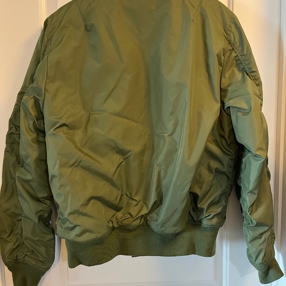 Vintage Green Aviation Puff Jacket MA1 Flight Bomber Jacket - Picture 2 of 4